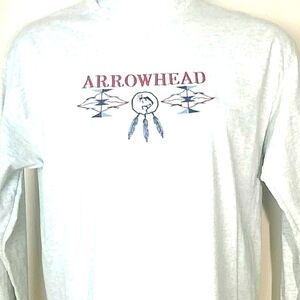T-shirt Mens gray embroidered long-sleeve crew neck Arrowhead